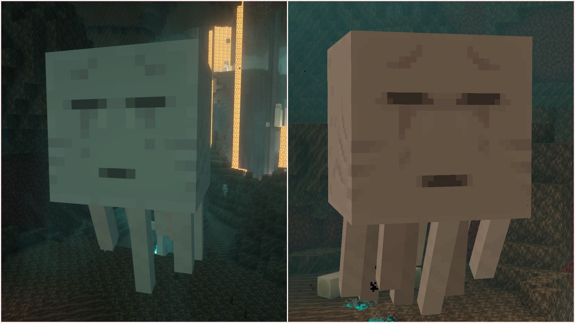 Ghast received the smallest texture change (Image via Sportskeeda Gaming || Mojang Studios)